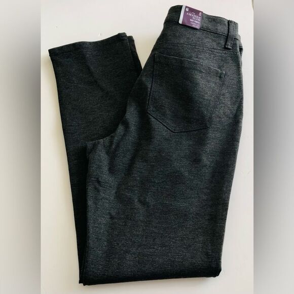 GLORIA VANDERBILT AMANDA WOMEN'S PANTS SIZE 8 GREY KNIT HIGH RISE, CLASSIC FIT - Picture 10 of 11